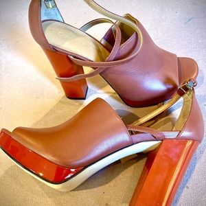 Calvin Klein chunky heel, Burnt Orange size 7, beautiful like new